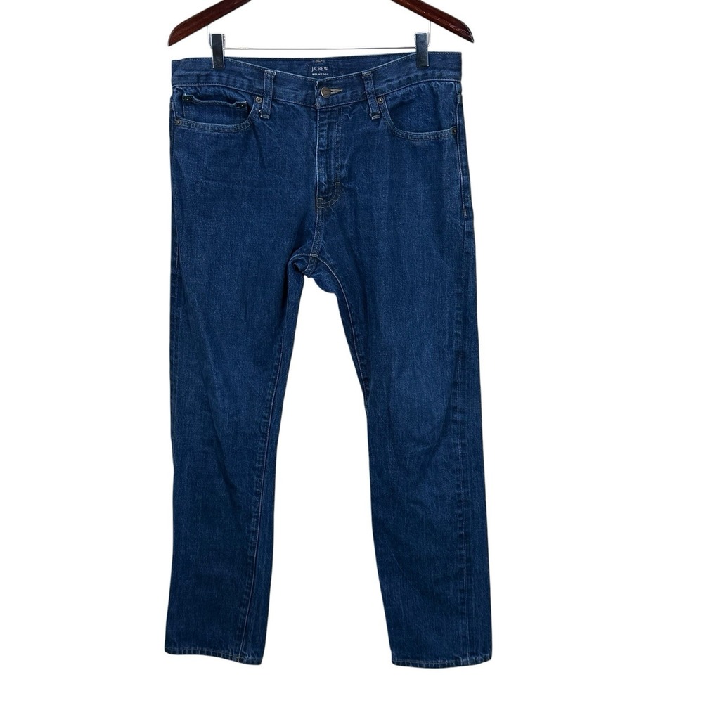 J. Crew Mens Selvedge Slim Flex Jeans 33x30 (34x29 Measured) Dark Wash